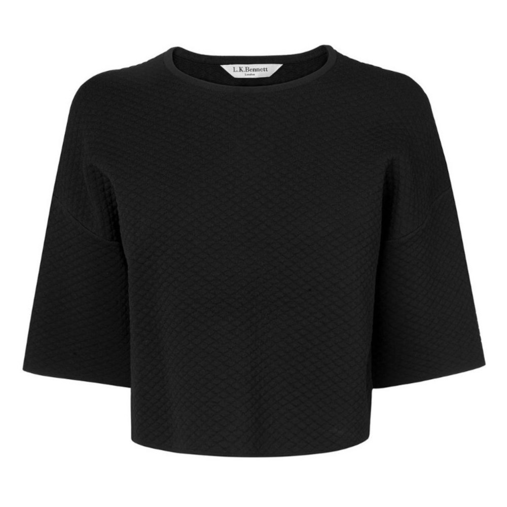 LK Bennet Black Alea Textured Crop Top Medium